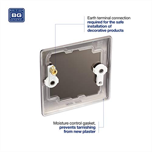 BG Electrical NBN94 The Nexus Metal Range of Single Socket, Black Nickel
