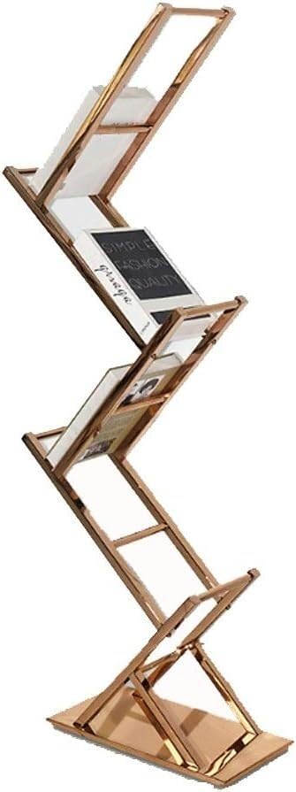 Porte-journaux sol mobile en acier inoxydable avec rangement multi-niveaux