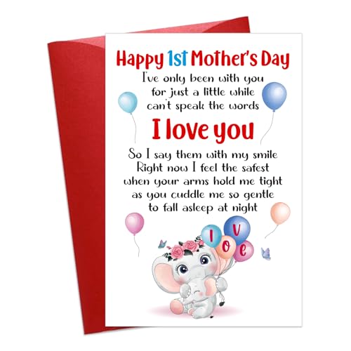 BIZIBAFF First Mothers Day Card - Happy 1st Mother's Day Card Gifts for New Mom First Time Mother 1st Mothers Day Greeting Card for Wife Daughter New Mom Gifts from Daughter Son