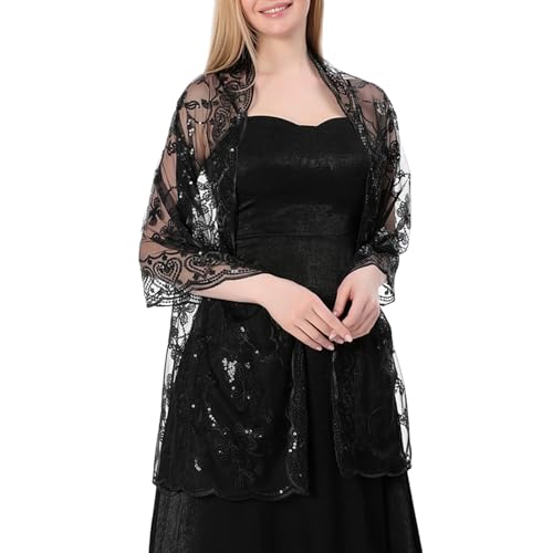 1920s Shawls and Wraps for Evening Dresses Formal Cover Up Long Women Sequin Flapper Shawl for Cocktail Prom Wedding4