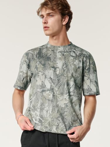 Camo Shirt for Men Women Maple Leaf Print Crewneck T Shirts Summer Tops Graphic Streetwear Y2k Camouflage Unisex Tee2