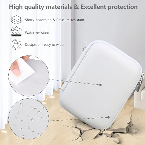 Image of Camera Case for Canon PowerShot ELPH 360 HS A, IXY 650 /ELPH 360 Camera Protective Case Storage Holder Travel Bag with Wrist Strap, Mesh Pocket for Battery Pack, USB Cable, White