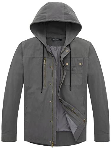 Ween Charm Men’s Military Jacket Casual Stylish Light Bomber Fall Work Utility Windbreaker Jackets With Hood #TOP6