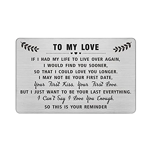 DEGASKEN To My Love Wallet Card - I Cant Say I Love You Enough So This Is Your Reminder - Anniverary Gifts, Fathers Day Card for Men, Valentines for Him, Christmas