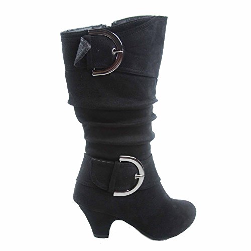 FZ Auto-9ks Girl's Kid's Fashion Cute Round Toe Buckle Dress Side Zipper Low Heel Boots Shoes2