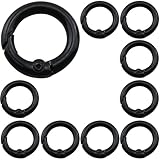 DGZZI 10PCS Black Metal Spring Gate Clasp Buckle Ring Keychain Opening Ring Round Keychain Phone Hook Buckle Clip Trigger Spring Buckle For Jewelry Making Bags Wallets Handbags Ring