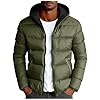 Mens Puffer Jackets with Hood Quilted Padded Coats Thicken Winter Warm Shackets Windproof Thermal Coat Outerwear