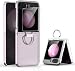 Produktbild Z Flip 5 Hülle mit Ring,Samsung Galaxy Z Flip 5 Hülle mit Gehärtete Glas Front Schutzfolie [Anti-Vergilbung] Transparent Hart PC Stoßfest Handyhülle für Flip 5 5G Ständer Cover Case-Crystal Clear