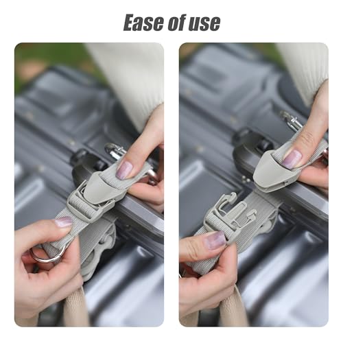 Image of Veki Add a Bag Luggage Straps Jacket Gripper, Baggage Suitcase Belts Travel Accessories, Travel Belt with Buckle Adjustable Baggage, Provide Hat Clip, Make Your Hands Free, Carry on Bag (Grey)