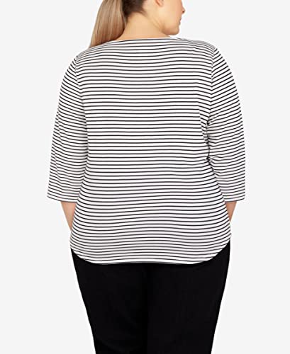 Ruby Rd. Womens Plus-Size Fall Stripes Top Alabaster Multi Size 3X #TOP6