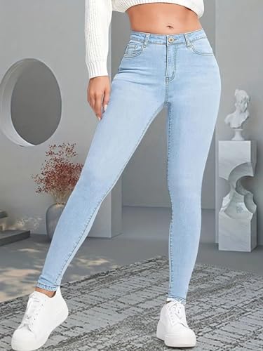 Plus Size Womens Classic High Waisted Skinny Stretch Butt Lifting Jeans Slim Fit Denim Pants4