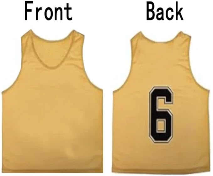 Tych3L Scrimmage Training Vest Kids Youth Adult Soccer Practice Jersey Athletic Pinnies Numbered (1-12) (US, Alpha, Large, Gold)