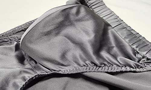 Silriver Men's Silk Satin Bikini Pouch Tanga Briefs Silk Underwear Panties S - Xl (X-Large, Dark Silver) #TOP1