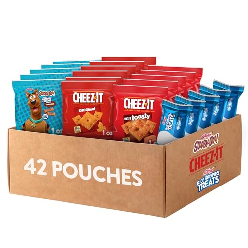 Kellogg's Cheez-It, Rice Krispies Treats & Scooby-Doo, Lunch Snacks, Bulk Variety Pack (42 Count)
