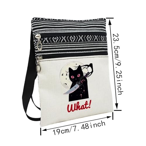 Sneaky Cat Messenger Bag Small Ethnic Pattern Printed Adjustable Strap Crossbody Zipper Bag What Phone Bag Wallet Cute Shoulder Handbag for Women2