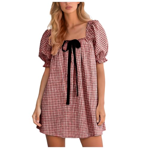 Robe courte femme fluide à manches bouffantes et style vacances
