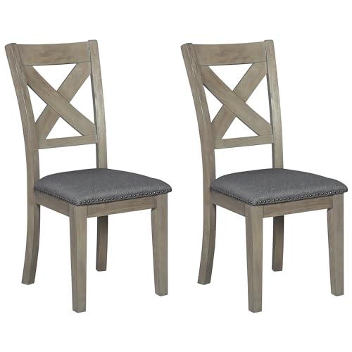 Signature Design by Ashley Aldwin Modern Farmhouse Upholstered Dining Room Chair, Set of 2, Gray