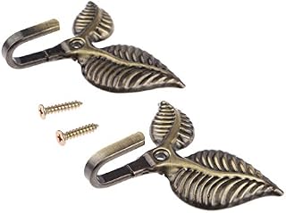 Hicello 2Pcs Bronze Vintage Leaf Design Curtain Tieback Hold Back Hooks