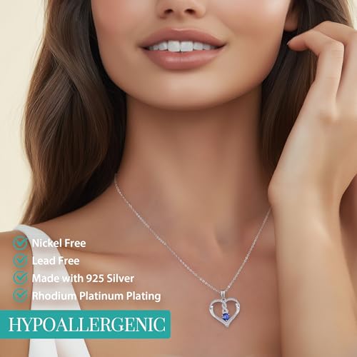 LOUISA SECRET Infinity Heart Birthstone Necklaces for Women, 925 Sterling Silver Forever Love Pendant Jewelry for Her, Ideal Gift for Wife, Girlfriend, Mom on Birthday, Anniversary, Mother's Day Gift2