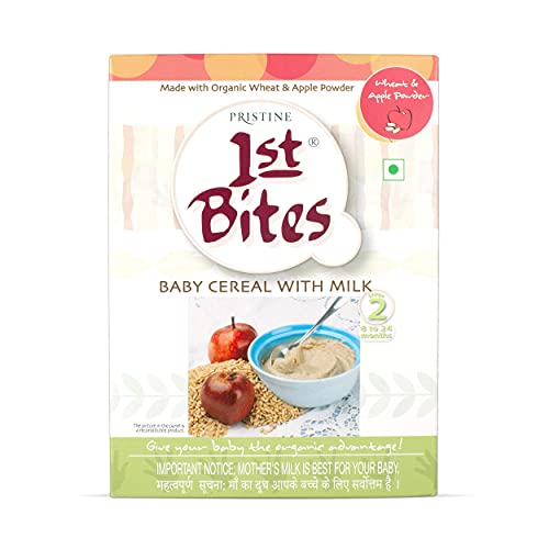 Image of Pristine 1st BITES Baby Cereal 300g | Baby Food (8-24 Months) Stage-2, Organic Wheat & Apple Powder | Infant Food