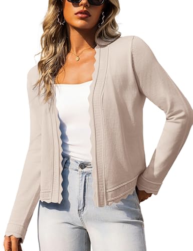Image of OmicGot Women's Long Sleeve Cardigan Sweaters Open Front Cropped Bolero Shrugs for Dresses S-XL