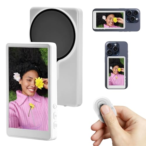 Image of Phone Vlog Selfie Monitor Screen,Magnetic Wireless Connection with Remote Control Compatible with iPhone & Android, Using Phone Rear Camera for Selfie Vlog Live Stream