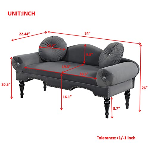 Oduwa Velvet Loveseat Sofas,54" Comfy 2-Seater Velvet Sleeper Couch With Wood Legs And Two Pillows,Modern Sofa Chairs With Nailhead Trim For Living Room Bedroom #TOP1