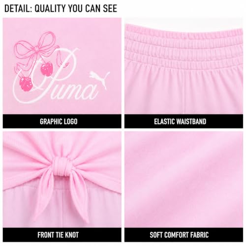 Image of PUMA Girls Athletic Shorts Set - 2 Piece Active Performance TShirt and Gym Bike Kids Shorts Girls Activewear Set (7-14)