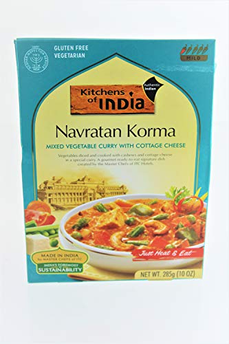 Kitchens of India Ready to Eat Navratan Korma, Mixed Vegetable Curry & Cottage Cheese, 10-Ounce Boxes (Pack of 2)