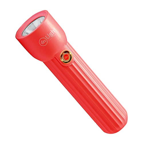 Image of Mr.Light Rechargeable LED Torch Light, USB Type-C Charging, 3 Modes (High /Low /Strobe), Up to 20 Hours Backup, Mini Lightweight Pocket Flashlight for Home, Camping, Hiking & Work (Red)