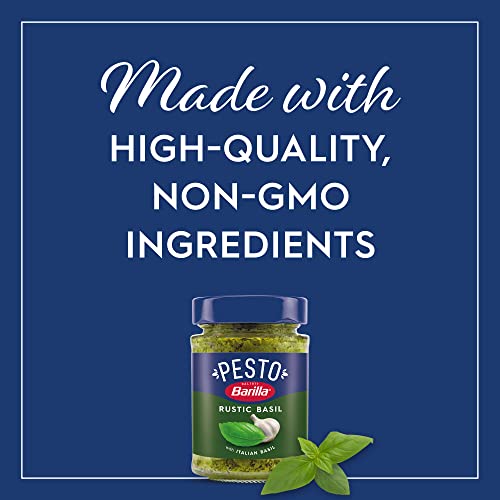 Barilla Rustic Basil Pesto Sauce, 6.5 Oz. Jar - Imported From Italy - Made With Fragrant Italian Basil & Freshly Grated Italian Cheeses - Non-Gmo Ingredients - Pasta Sauce, Pizza Sauce & More #TOP2