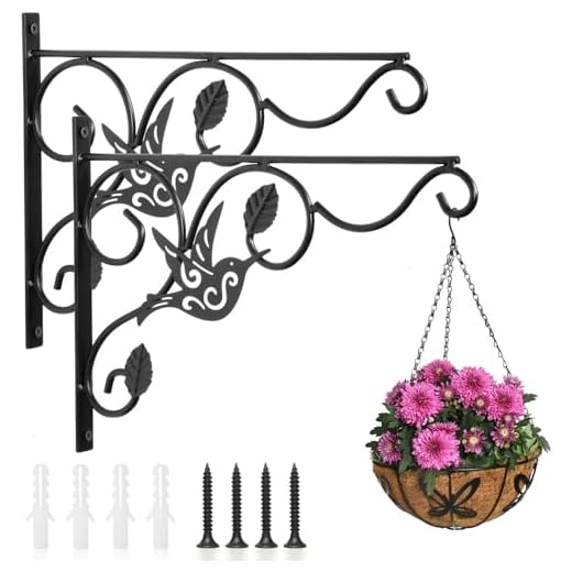 Vumdua Hanging Plants Bracket, 2 Pack 12 inch Wall Planter Hook with Iron Screws Included, Decorative Plant Hanger for Bird Feeders, Wind Chimes Indoor, Flower Pot, Lantern, Outdoor Indoor Patio Decor
