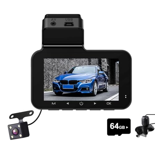 Caméra de recul et dashcam avant 1080P Full HD grand angle avec vision nocturne