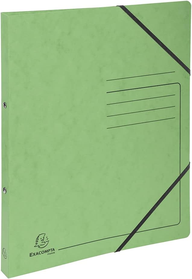 Exacompta - ref. 542563E - 1 Printed Glossy Card Binder with Rubber Bands - 2 Round Rings 15mm Diameter - 20mm Spine - External Dimensions: 32 x 25 cm - A4 File Format - Colour: Linden