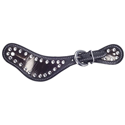 Tough-1 Women Shaped Hair-On with Crystal Accents Spur Straps - Black