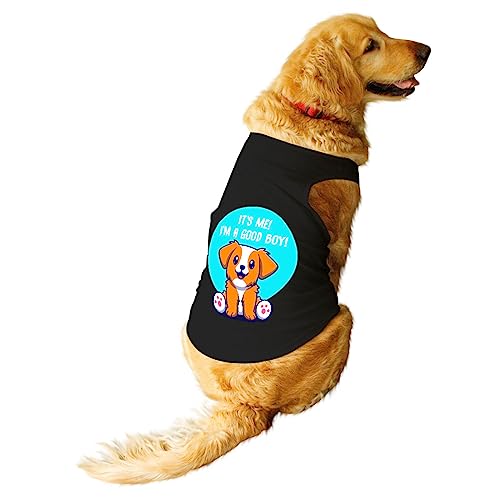 Image of Ruse I m a Good Boy Printed Dog Round Neck Sleeveless Vest Tank T-Shirt /Tees Apparel /Clothes /Tees Gift for Dog (Black /XXL (Saint Bernard, Great Dane etc.)