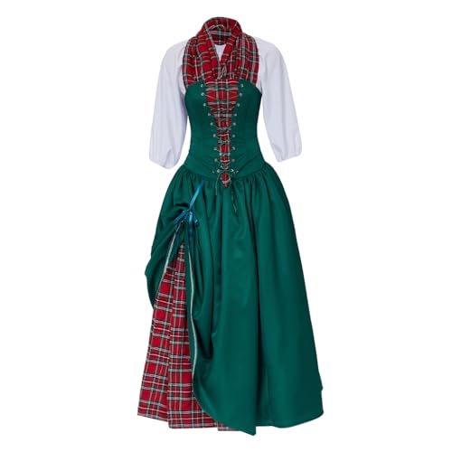 Saniplaycos Traditionelles schottisches Karomuster, Highland-Renaissance-Kostüm, Nachstellung, Weihnachtskleid, Retro-Kleid, Schottenkaro-Kleid