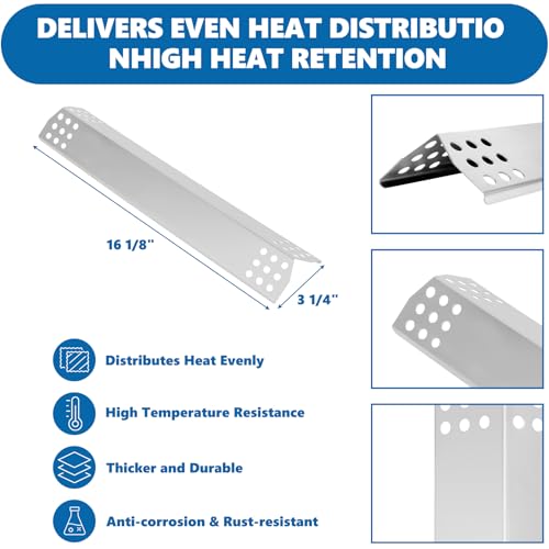 Image of SafBbcue Replacement Kit for Spire Premium 5 Burner 740-0788P, Parts for Spire Premium Grill Accessories, Cooking Grates & Heat Plates Kit for Spire 740-0788P Grill, Stainless Steel