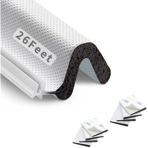 Solike 26 Feet Weather Stripping Door Seal with 8 PCS Door Corner Seals, V-Shaped Replacement Kerf Weather Stripping for Door Frame "Q" Foam Door Seal Strip Door Insulation (White) Cover