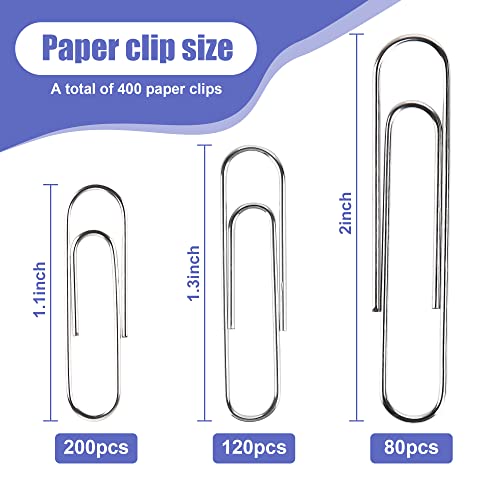 Paper Clips Assorted Size, Office Desk Accessories,Jumbo Paper Clips 400Pcs, Paper Clips Large And Medium Size, Small Paperclips, Office School Supplies #TOP1