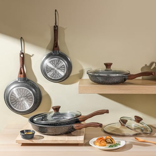 SENSARTE Nonstick Frying Pan Skillet, Swiss Granite Coating Omelette Pan, Healthy Stone Cookware Chef's Pan, PFOA Free (8/9.5/10/11/12.5 Inch) (8 Inch) by SENSARTE - Image 9