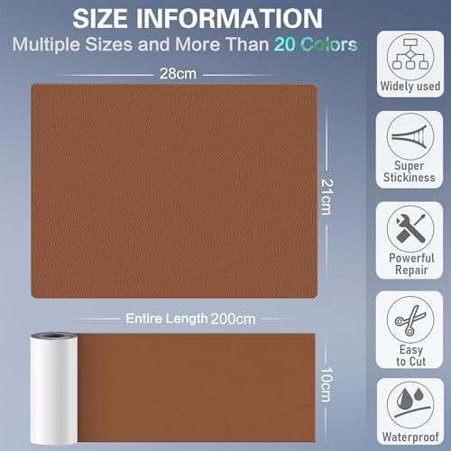 Sgooyir Self Adhesive Leather Repair Patch, 4"x 79" Leather Repair Tape for Couches, Vinyl Repair Kit for Furniture, Car Seat, Sofa, Chair Light Brown