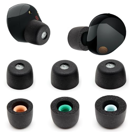 Memory Foam Eartips Ear Buds for Sony WF-1000XM5, Ear Tips Replacement Sony Ear Piece Foam Tips for WF-1000XM5 Fit Charging Case(Matt Surface, 3 Pairs, SML)