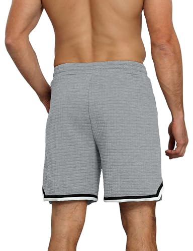 Mens Athletic Sweat Shorts Casual Stretch Waffle Workout Gym Shorts 7" Inseam Running Basketball Short 2 Pockets2