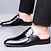 NHBEOEN Men's Patent Leather Dress Mules Fashion Comfortable Low Heel Slip On Backless Loafers for Wedding Office Business Formal Clogs (12.5,Black)