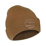 Timberland Herren Mütze mit 3D-Stickerei, weiche Strickmütze, erhöhtes Logo, warme Stretch-Passform für kaltes Wetter, Weizen, Einheitsgröße
