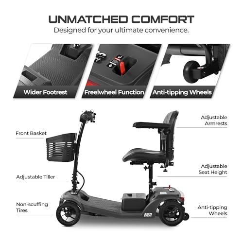 Image of 330lbs Max Weight, Electric Mobility Scooter for Adults 4 Wheel Mobility, 10-15miles Per Charge Electric Powered Wheelchair Power Scooters Black