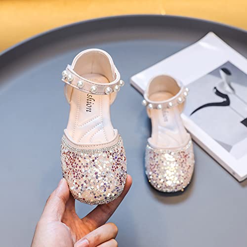 sfdgfhyf Casual Shoes for Toddler Summer Girls Sandals Flat Bottom Round Toe Lightweight Breathable Sequins Pearl Hook4