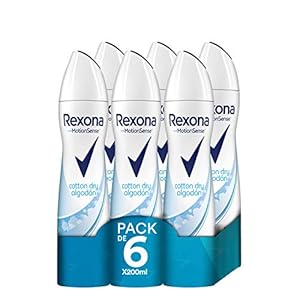 Rexona  Desodorante Aerosol Antitranspirante para mujer Cotton Dry  200ml – Pack de 6