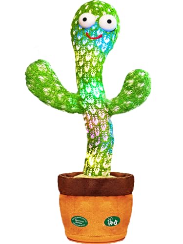 Image of Keculf Talking Cactus Toy with LED 120 English Songs, Singing Cactus Dancing Musical Toy, Tummy Time Toys Baby Mimicking Repeats What You Say (Audio Recording & Retelling) Boys Girls Interactive Gift